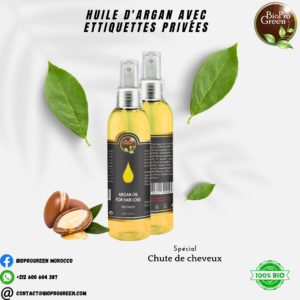 Huile d’Argan avec Étiquettes Privées pour les Pertes de Cheveux