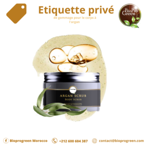 Etiquette privée de gommage pour le corps à l’argan